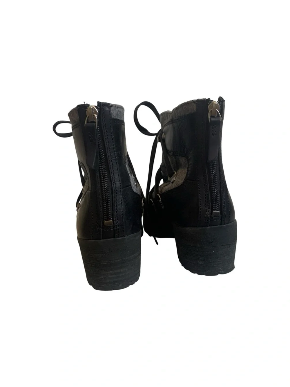 NEW Merrell Shiloh II Warm Boots Black Gray Leather Wool Felt Ankle Booties 9